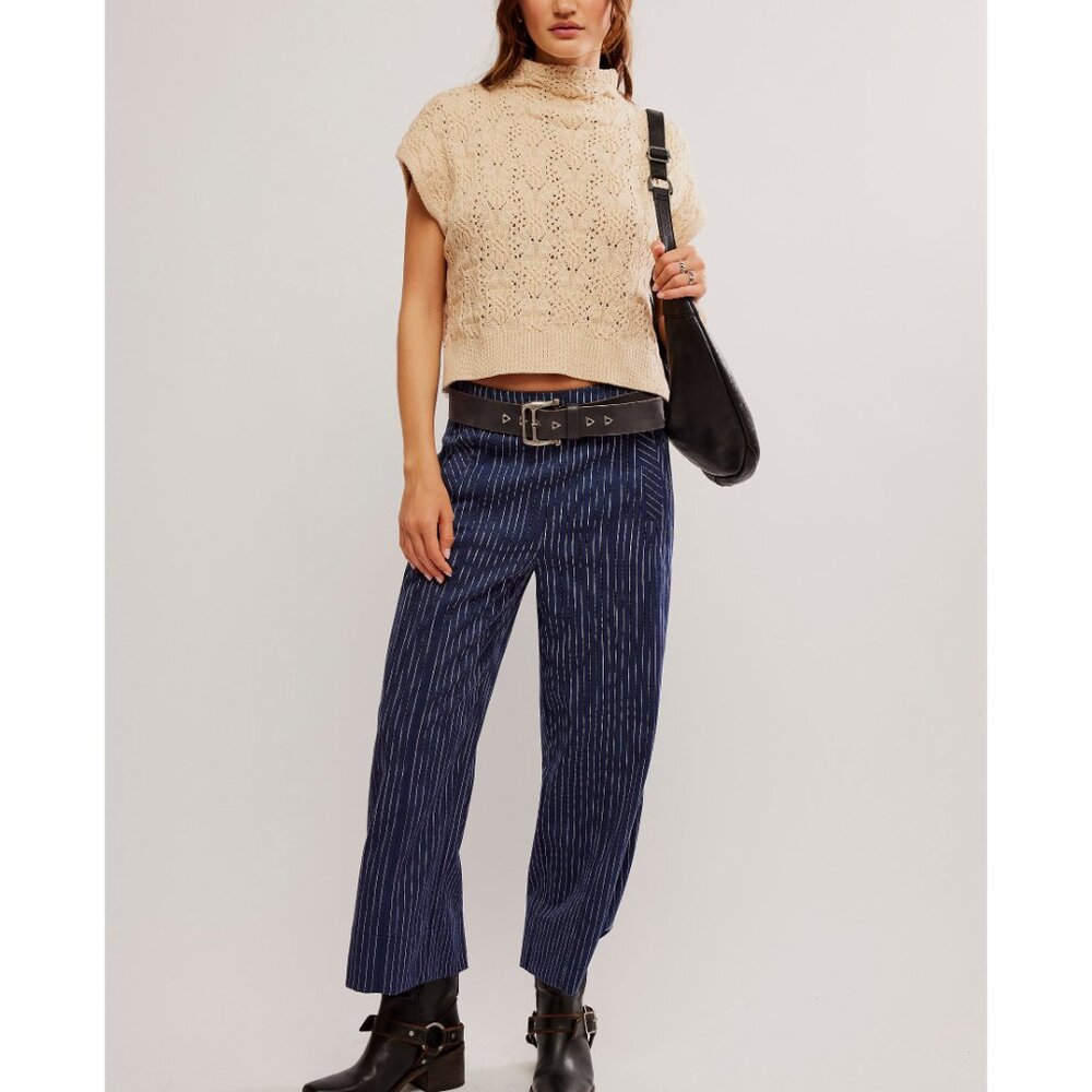 NWT FREE PEOPLE Vickie Mock Neck Sweater / Macadamia SZ: M
